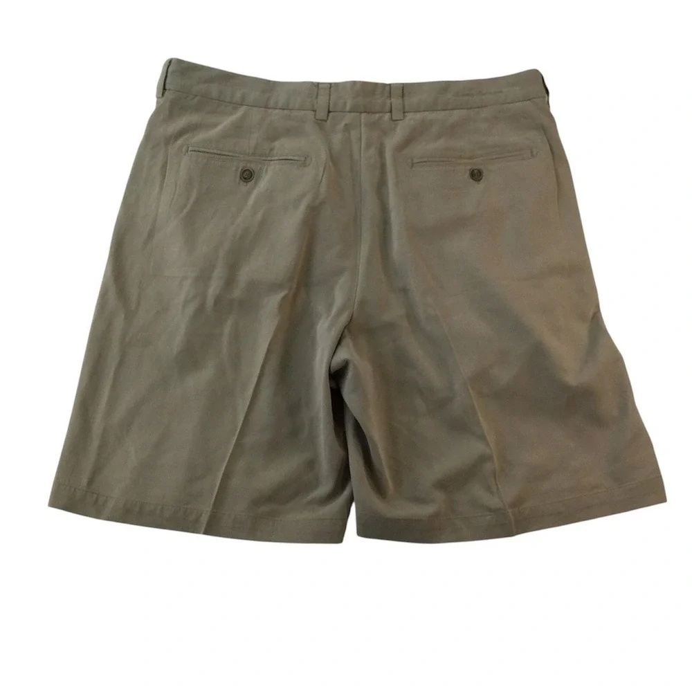 Tommy Bahama Pleated Shorts Mens 36 Khaki Tan Silk Bamboo Herringbone Tropical
